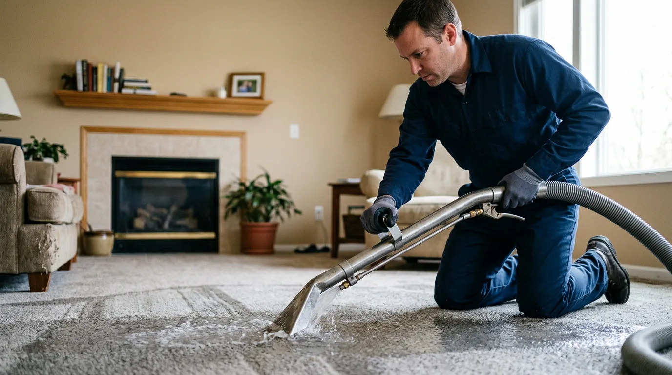 Water damage restoration technician working near Spencerport, NY